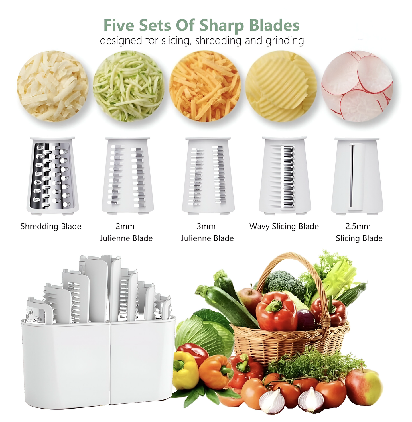 SlicePro – 5-in-1 Rotary Vegetable Shredder