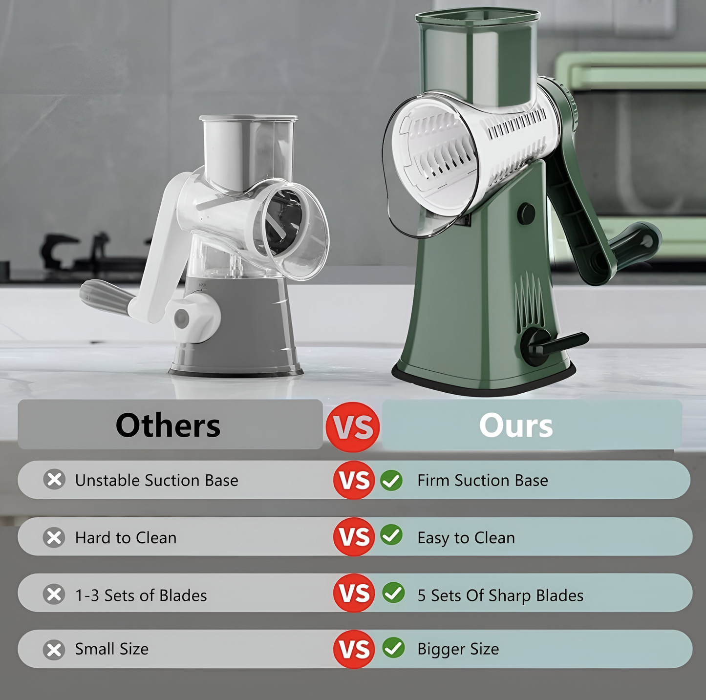 SlicePro – 5-in-1 Rotary Vegetable Shredder