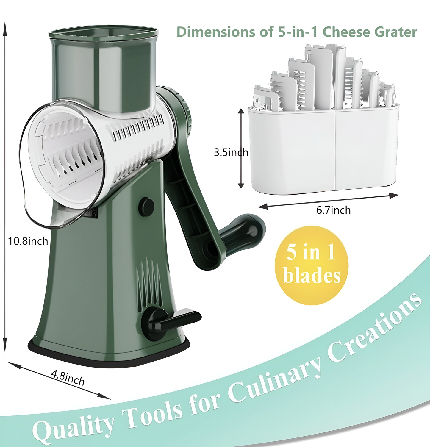 SlicePro – 5-in-1 Rotary Vegetable Shredder