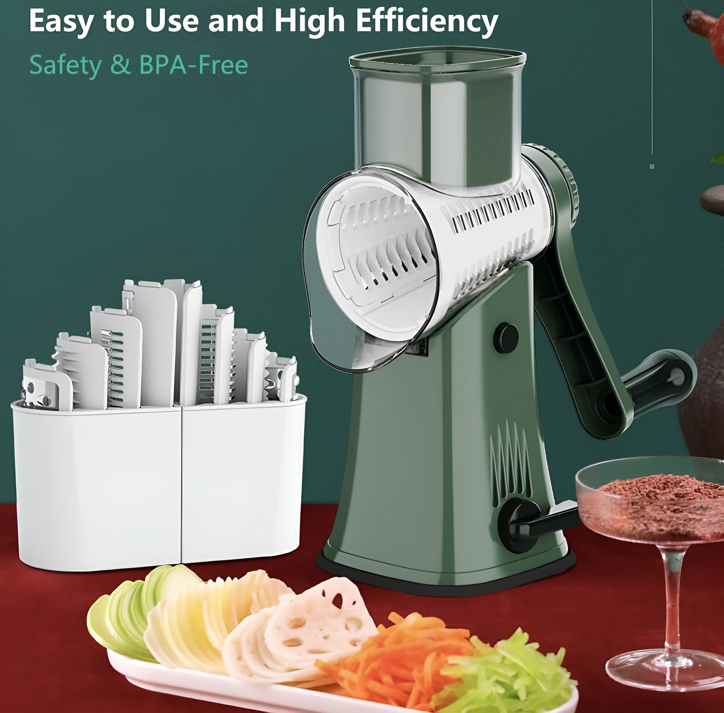 SlicePro – 5-in-1 Rotary Vegetable Shredder