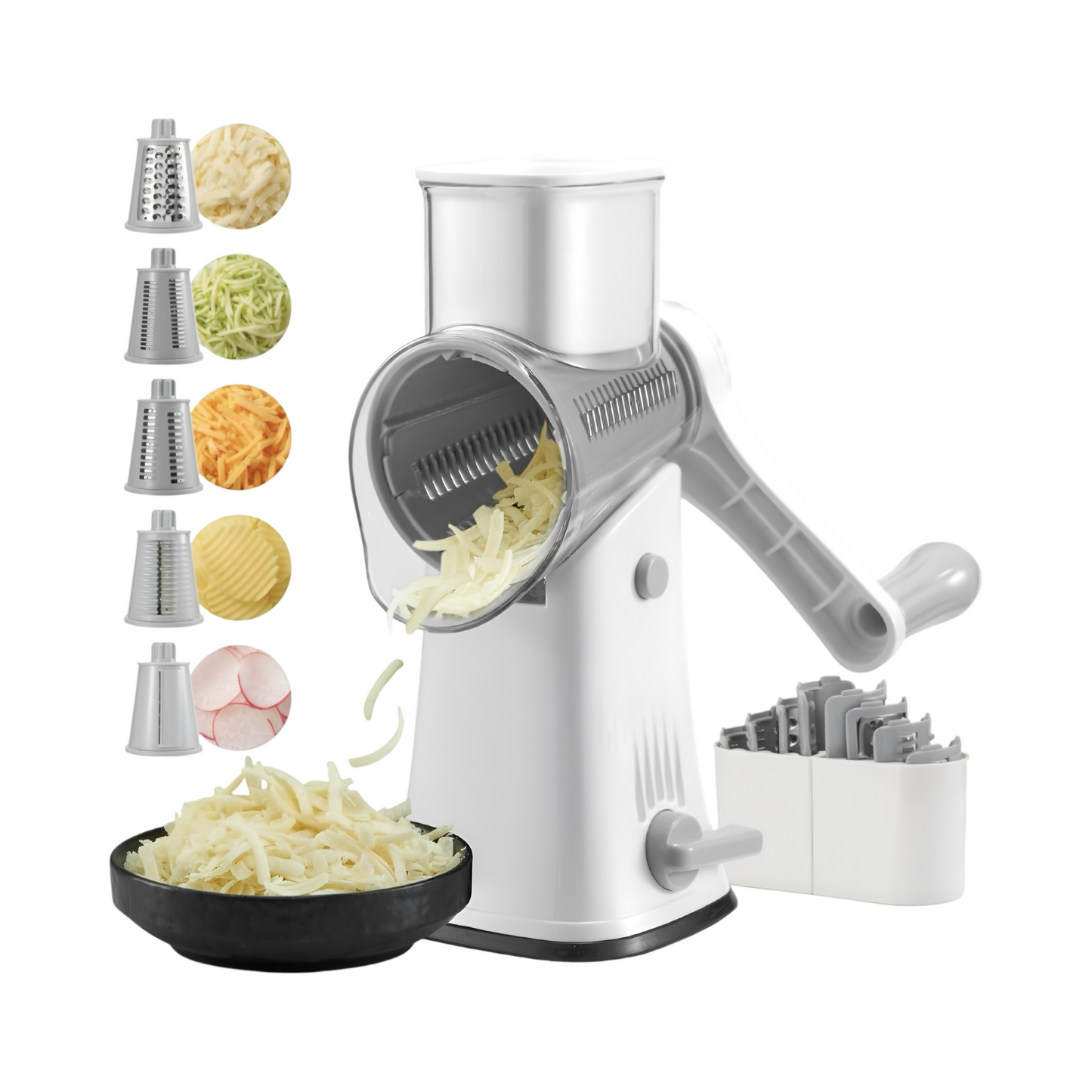 SlicePro – 5-in-1 Rotary Vegetable Shredder