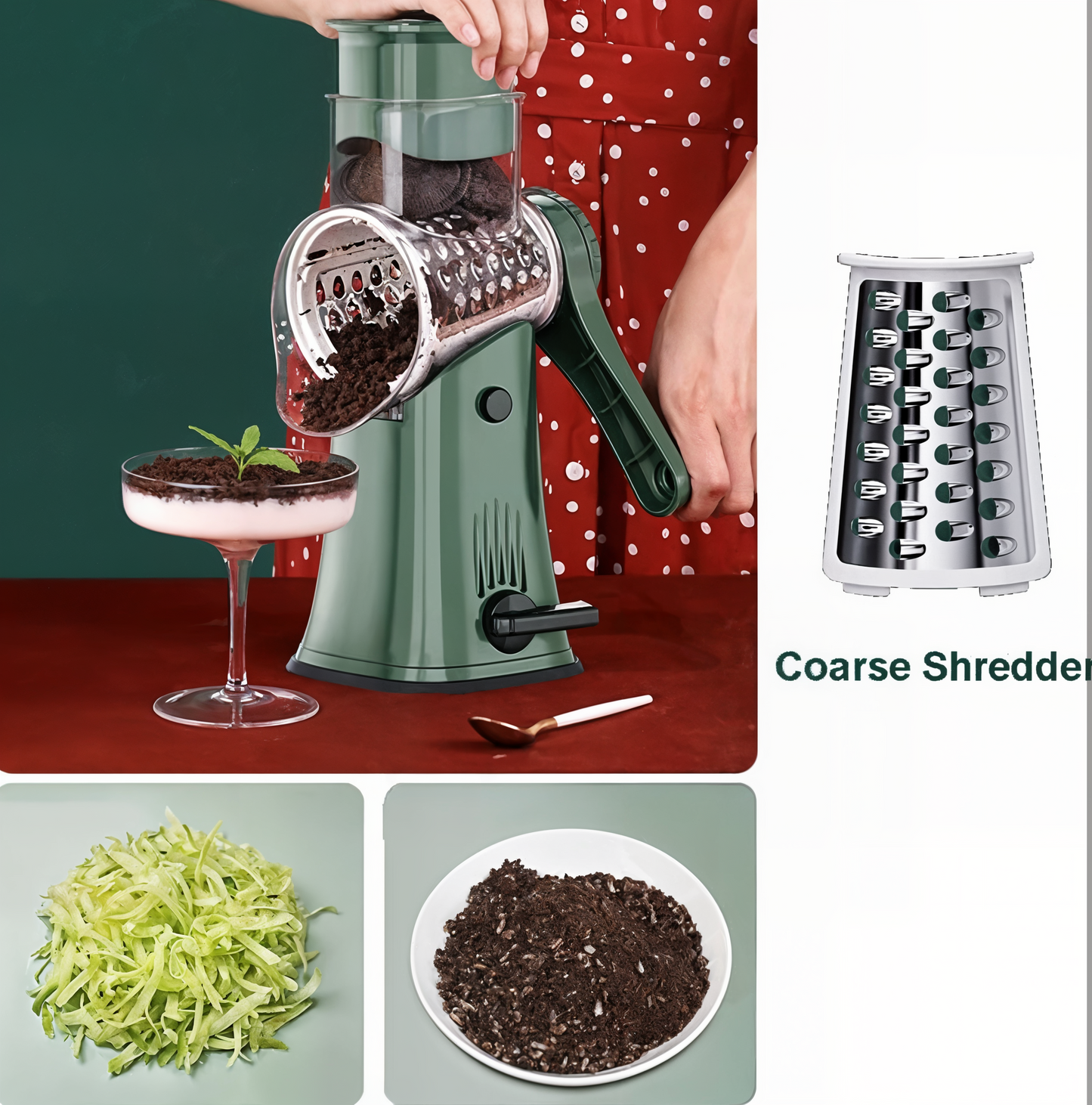 SlicePro – 5-in-1 Rotary Vegetable Shredder