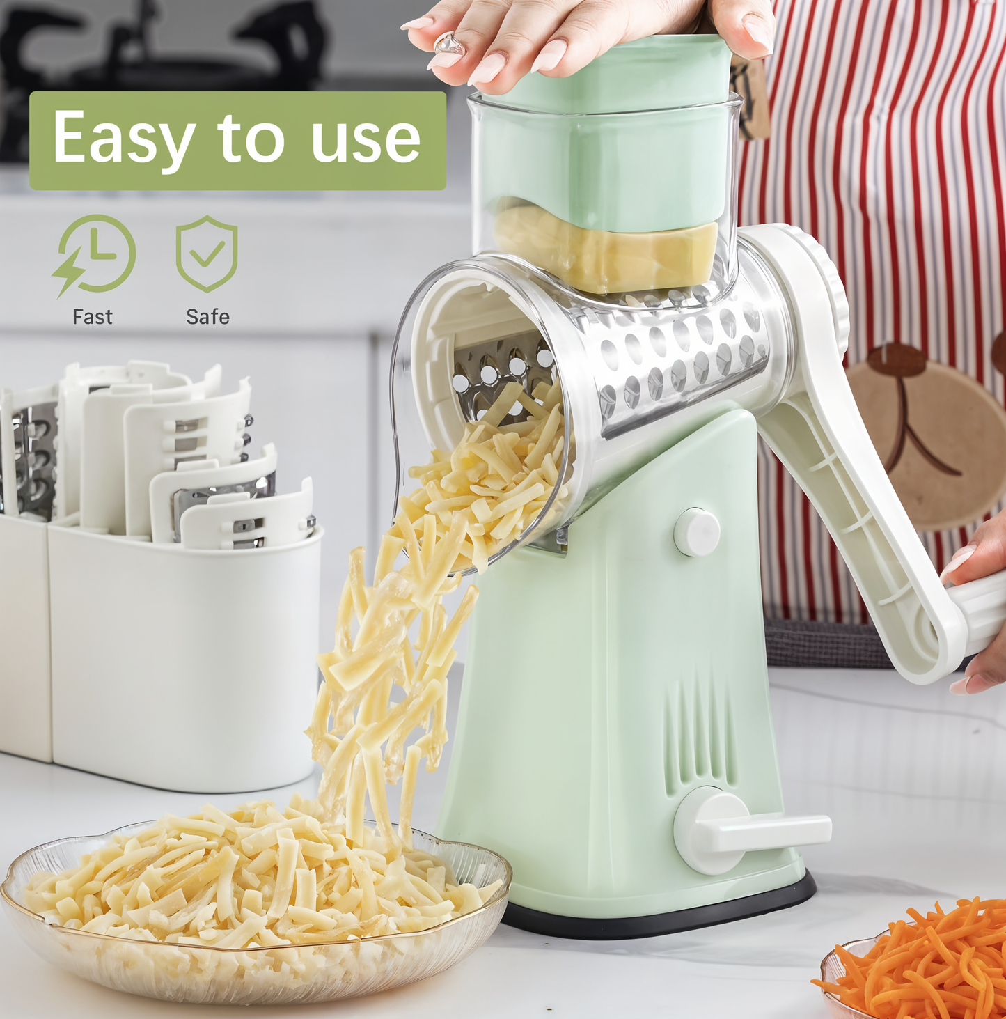 SlicePro – 5-in-1 Rotary Vegetable Shredder